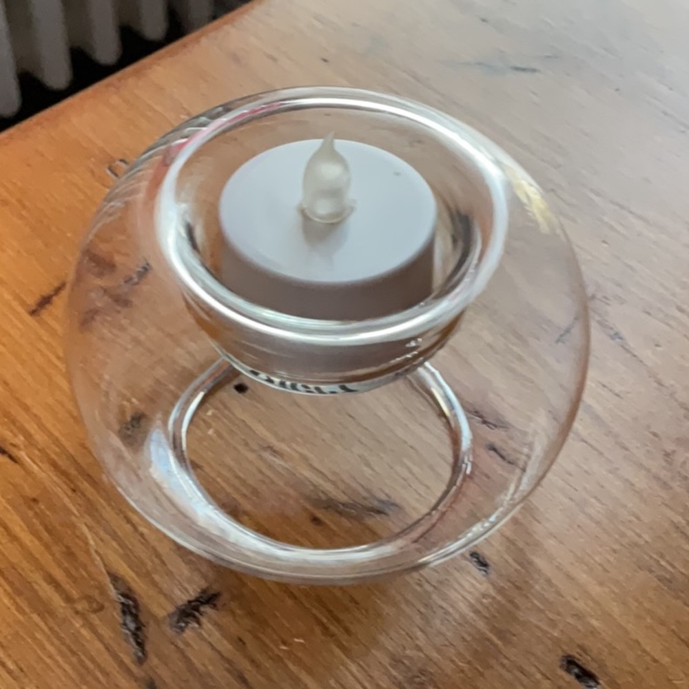 Pier 1 Glass Tealight Holder with battery powered tealight.